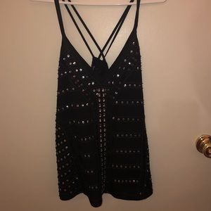 SOLD Express Black Dazzled Black Strapped Tank Top